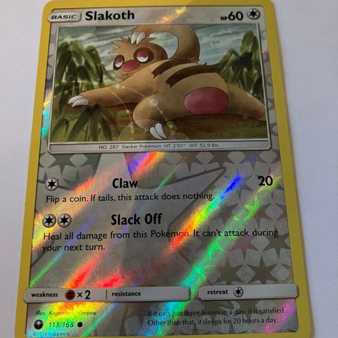 Slakoth 113/168 Reverse holo Pokemon kort