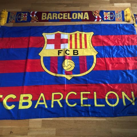 FC Barcelona - gigantisk flagg, flott skjerf og vimpel