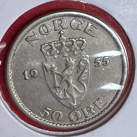 50 øre 1955 Haakon VII pen