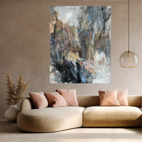 Stort abstrakt maleri - Maleriet «Just go with the flow»  Mål 150x120 cm
