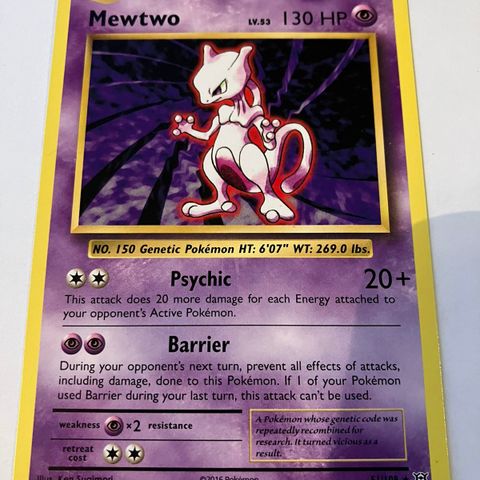 Mewtwo 51/108 Pokemon kort