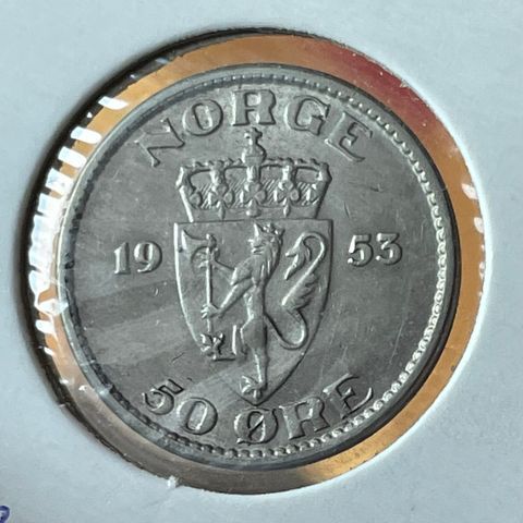 50 øre 1953 Haakon VII pen