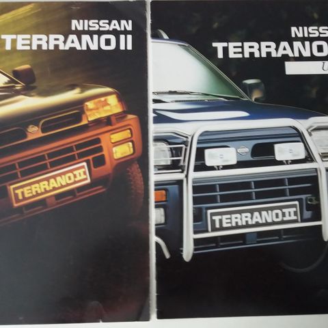 2 stk.Nissan TERRANO II -brosjyrer selges sammen.(NORSK tekst.)
