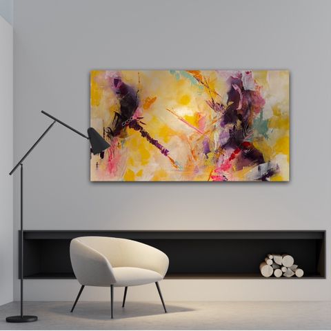 Stort abstrakt maleri 140 x 80 cm.   ( kunst - maleri - kunstverk )