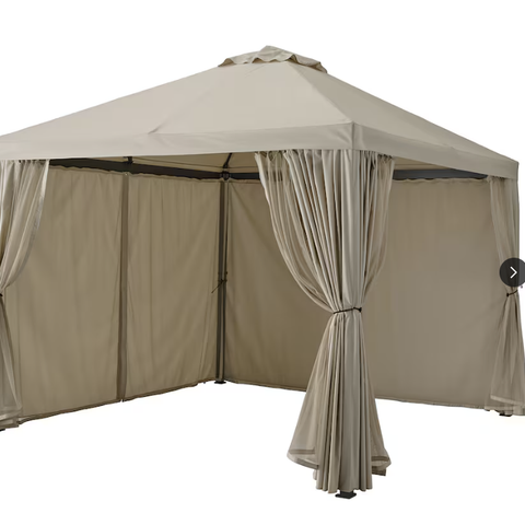 HIMMELSÖ Hagetelt med teltduk og netting, mørk grå/gråbeige