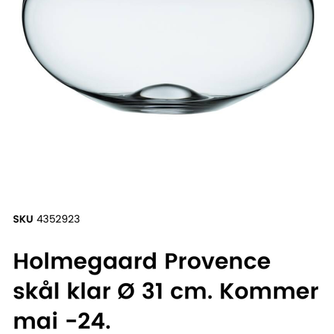 Holmegaard Provance 31 cm klar