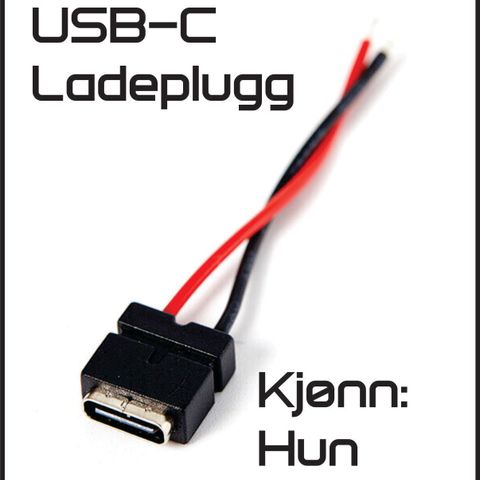 USB C LADE PLUGG MED KABLER. Vannbeskyttet. Hunn plugg USB C plugg.