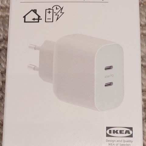 USB-lader 2-porters (IKEA), hurtiglading