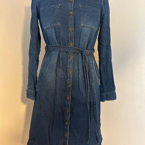 Monsoon Blue 73 Women's Soft Denim Shirt Dress With Pockets Belted Size 8