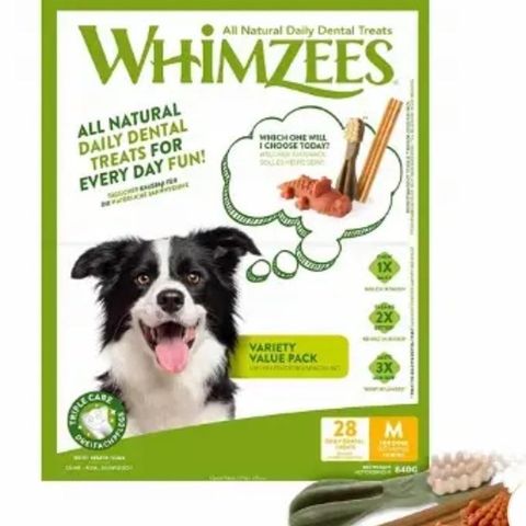 Whimzees Godteboks Mix M, 28 stk. (840 g)