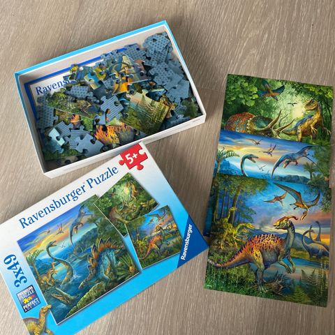 Ravensburger Dinosaur puslespill 5+, 3 puslespill i ett