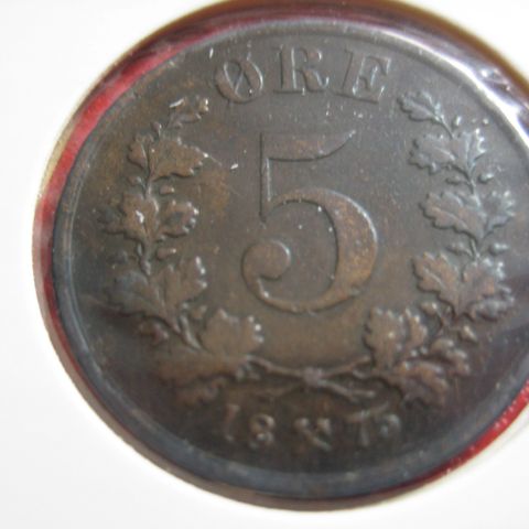 5 Øre 1875 Oscar II kv 1+