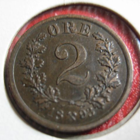 2 øre 1893 Oscar II kv 0