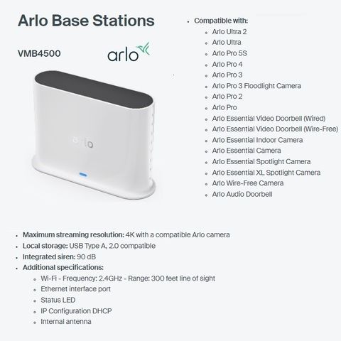 Arlo Base WMB4500 med innebygd sirene