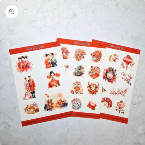 Chinese new year klistremerker til scrapbooking/journaling