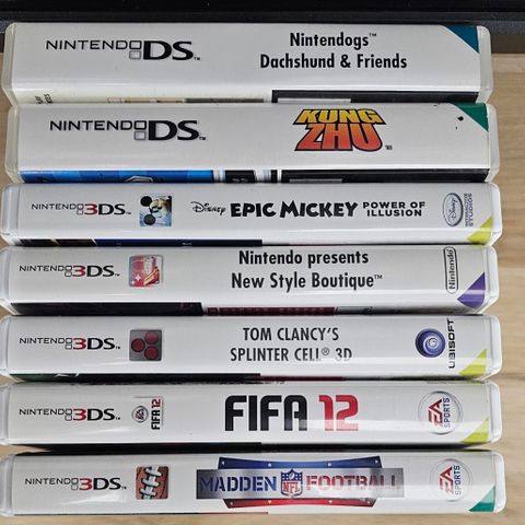 5stk Nintendo 3DS og 2stk DS spill