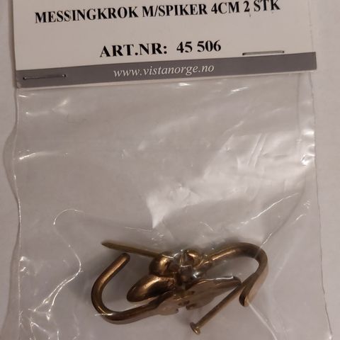 Messingkroker 4cm, 4 pakker