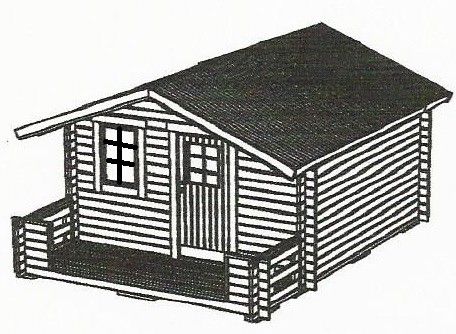 15 m2 byggesett Anneks/hytte med 5 m2 veranda, maskinlaftet byggesett
