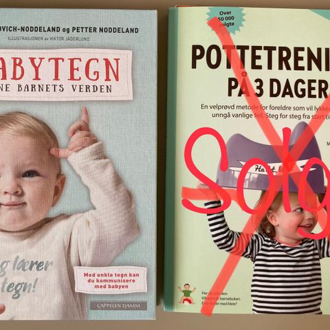 Bøkene «Babytegn» og «Pottetrening på 3 dager» selges.