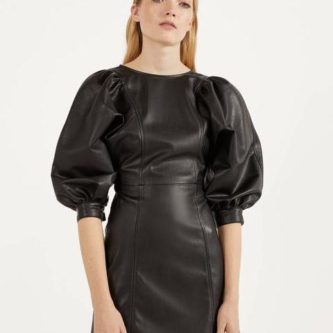 Bershka faux leather black dress i XS