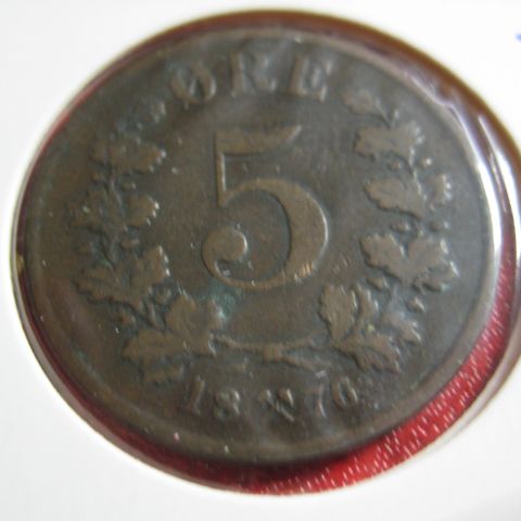 5 øre 1876 Oscar II