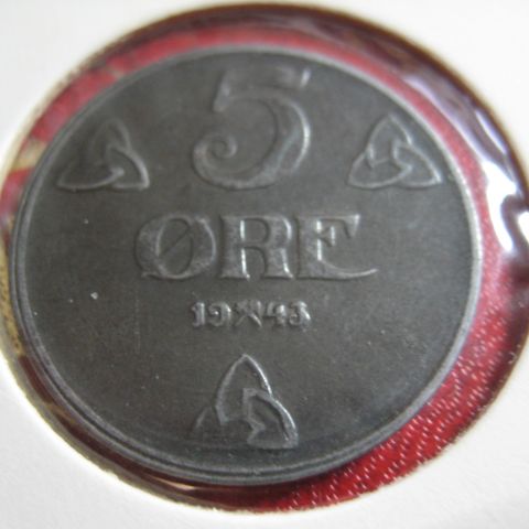 5 øre 1943 kv 0 jern