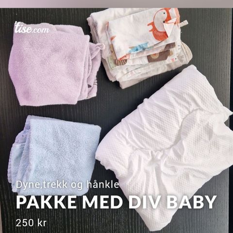 Babypakke, dyne, trekk og håndklær
