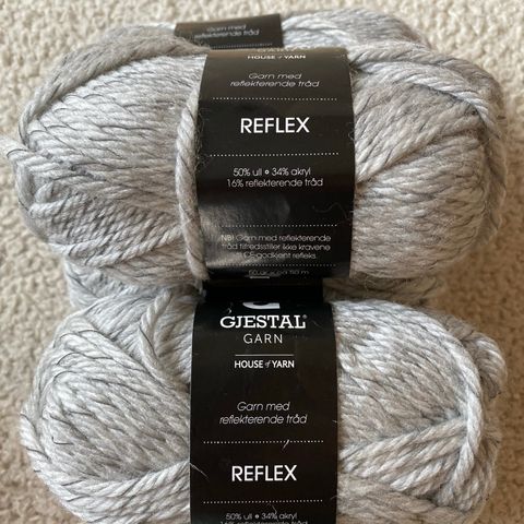 Reflex-garn (50%ull) fra Gjestal ( House og Yarn) x 5 nøster