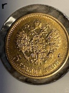 Russland 5 rubel 1898 gullmynt selges