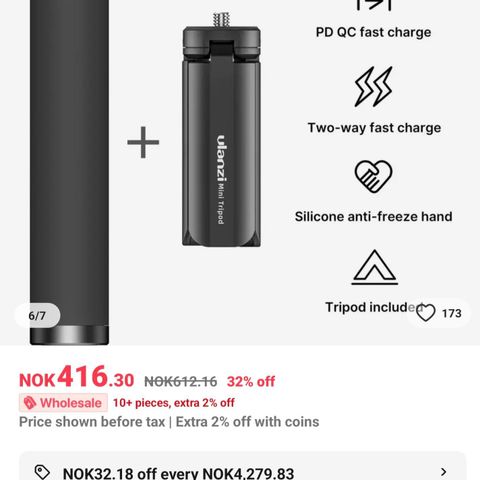 Powerbank og Monopod og Tripod i et Ulanzi