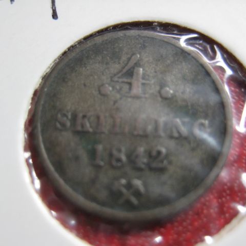 4 Skillin 1842 Norsk sølv kv 1-1+