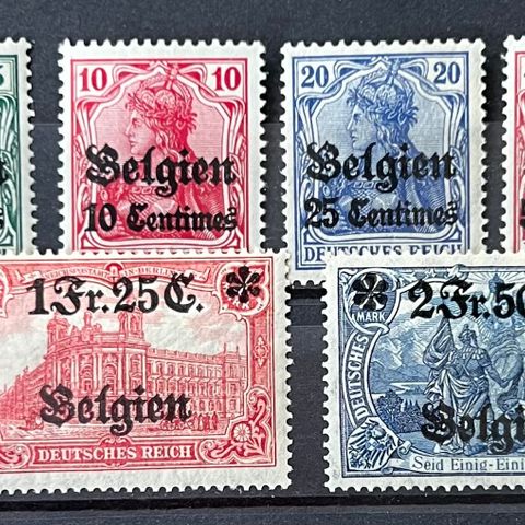 Tyske rike okkupasjon Belgia 1914 Michel 1-9 postfrisk