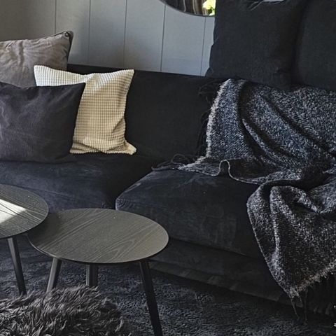 Velour sofa , svart , helt ny