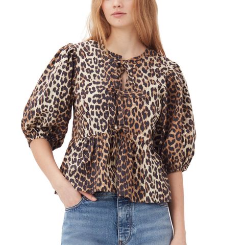 Ganni peplum leopard topp