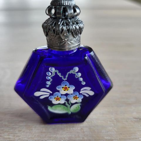 Vintage czech blue parfume bottle