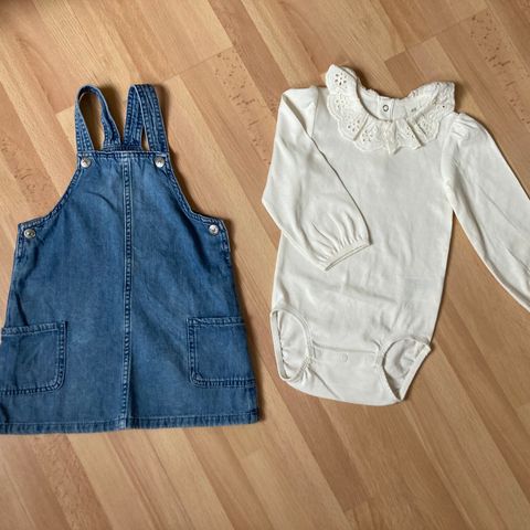 H&M langermet body og selekjole i denim str 92