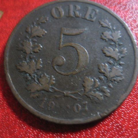 5 øre 1907 Haakon VII