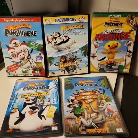 Madagaskar Pingvinene x 5 filmer, 2 stk NY!