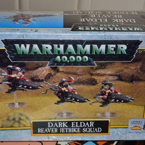 Warhammer 40K Dark Eldar Reaver Jetbike Squad + Warriors (ubrukt/uåpnet)