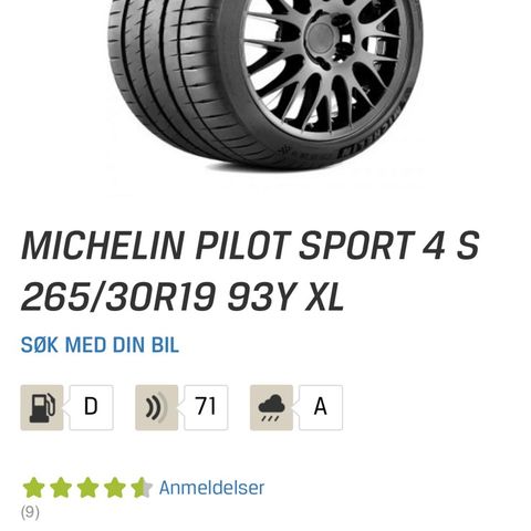 Michelin Pilot Sport 4s 265/30 19