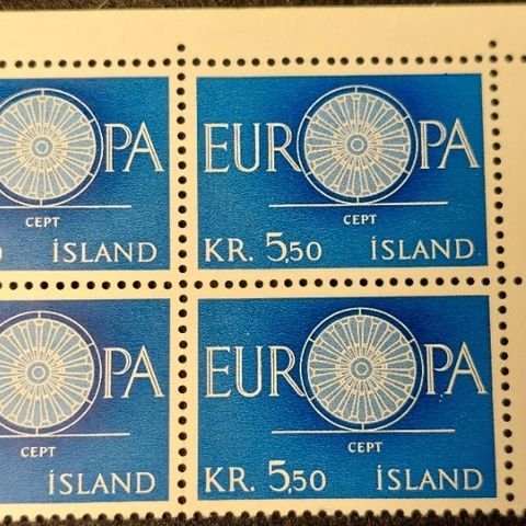 1960. Europamærker. 5,50 kr - Island - AFA 345 - Postfrisk