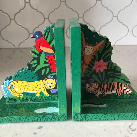 Wooden Book-Ends (Jungle Theme)