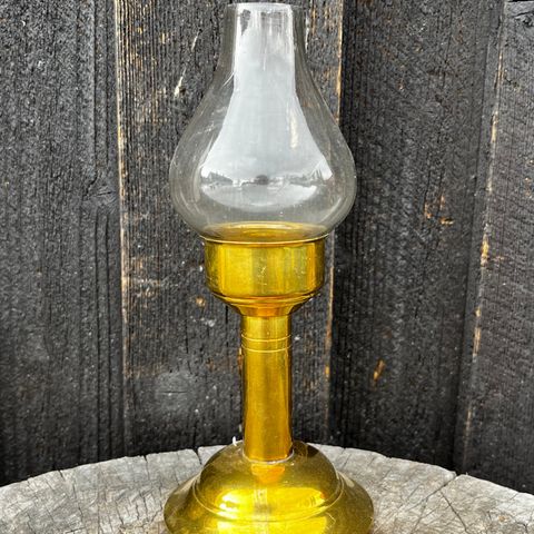 Vintage telysestake i messing og glass