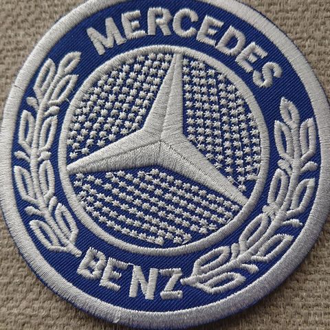 Mercedes Benz logo tøymerke selges  blå & hvit