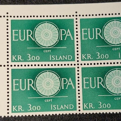 1960. Europamærker. 3.00 kr - Island - AFA 344 - Postfrisk