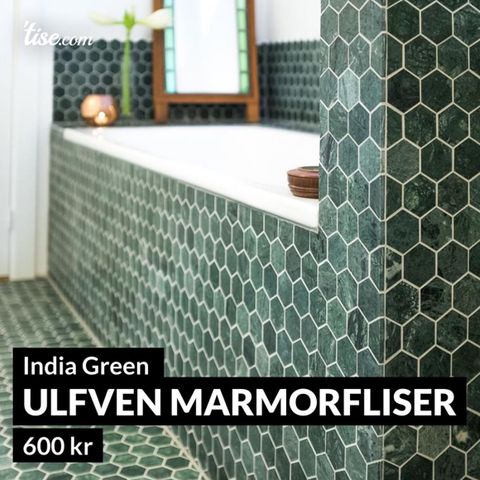 Mosaikkfliser i marmor fra Ulfven (India Green)