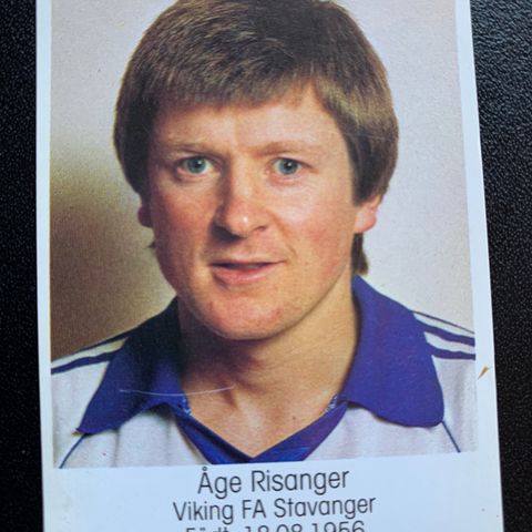 Åge Risanger Viking Stavanger 1983 sjeldent fotballkort klistremerke selges