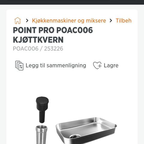 Kjøttkvern til Point Pro kjøkkenmaskin