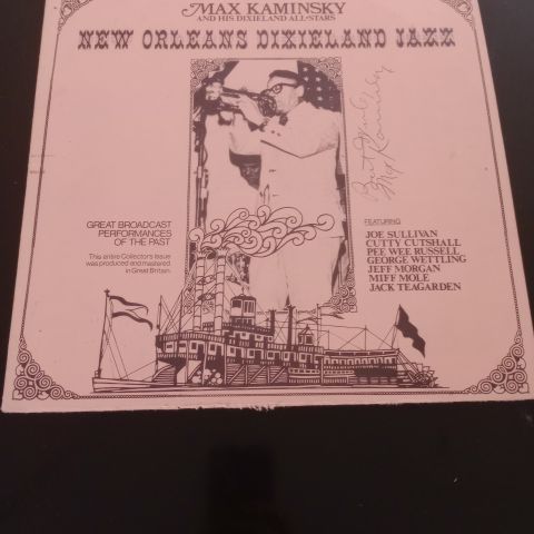 Max Kaminsky, New Orleans Dixieland jazz, LP, med autograf.