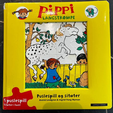 Pippi Langstrømpe: Bok med sitater og 5 puslespill